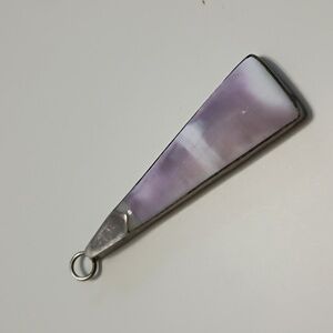 925 Sterling Silver Boho Pendant 2.5" Lilac Purple Charm Southwestern Office